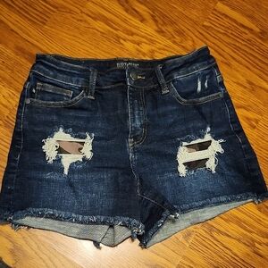 Judy Blue Dark Wash Distressed Jean Shorts